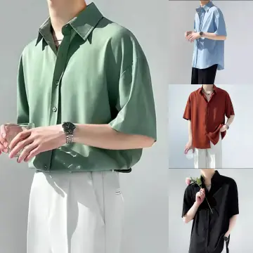 Men's Apparel HUILISHI Korean Men's Pure Color Casual Short Sleeve