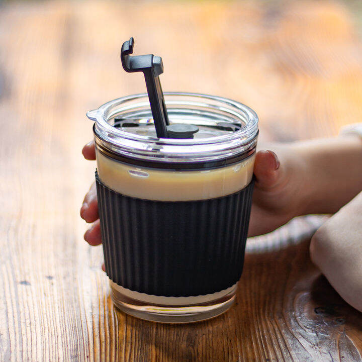 fashion-glass-straw-cup-portable-milk-coffee-tumbler-with-cover