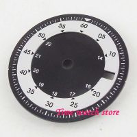 28.5Mm BLIGER Black White Watch Dial Date Window Dual Time Zone Fit DG 2813 MIYOTA 8215 Movement D301