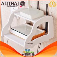 Alithai สีขาวเก็บตกแต่งผนังชั้นวางของเราเตอร์ WiFi สำหรับบ้านติดตั้งบนผนังชั้นวางของ TV กล่องติดตั้งชั้นเก็บของรูป