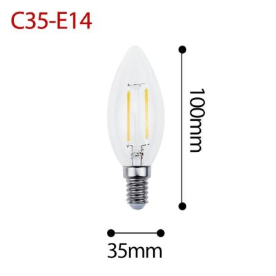 2ชิ้น E27ไฟ Led เอดิสันย้อนยุคโคมไฟ E14ไส้หลอดไฟ Ac220v หลอดไฟ C35 G45 A60 St64 G80 G95 T45หลอดไฟแก้วเทียนสไตล์วินเทจ