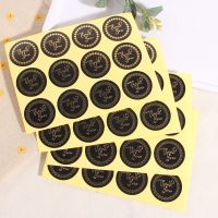 free shipping 1200pcs Black Bronzing Thank You Round Golden DIY Party Gift Packaging Sealing Label envelope sticker Stickers Labels