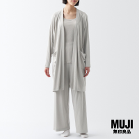 มูจิ เสื้อคาร์ดิแกนไวด์ริบยาว ผู้หญิง - MUJI Wide Rib Long Cardigan