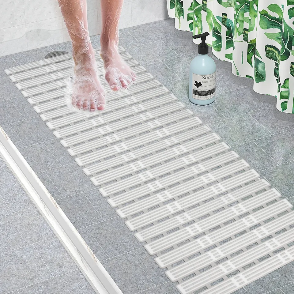 Non Slip Bath Mat Shower Mats With Feet Massage, Eco-friendly Pvc Anti  Mould Bathroom Bathtub Mat Floor Massage Bathroom Mat With Suction Cups &  Drain