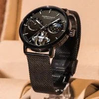 ---Fashion mens watch238814☸ Ma Kehua thin men watch authentic Swiss watches hollow out mechanical watch luxury brand metal watch