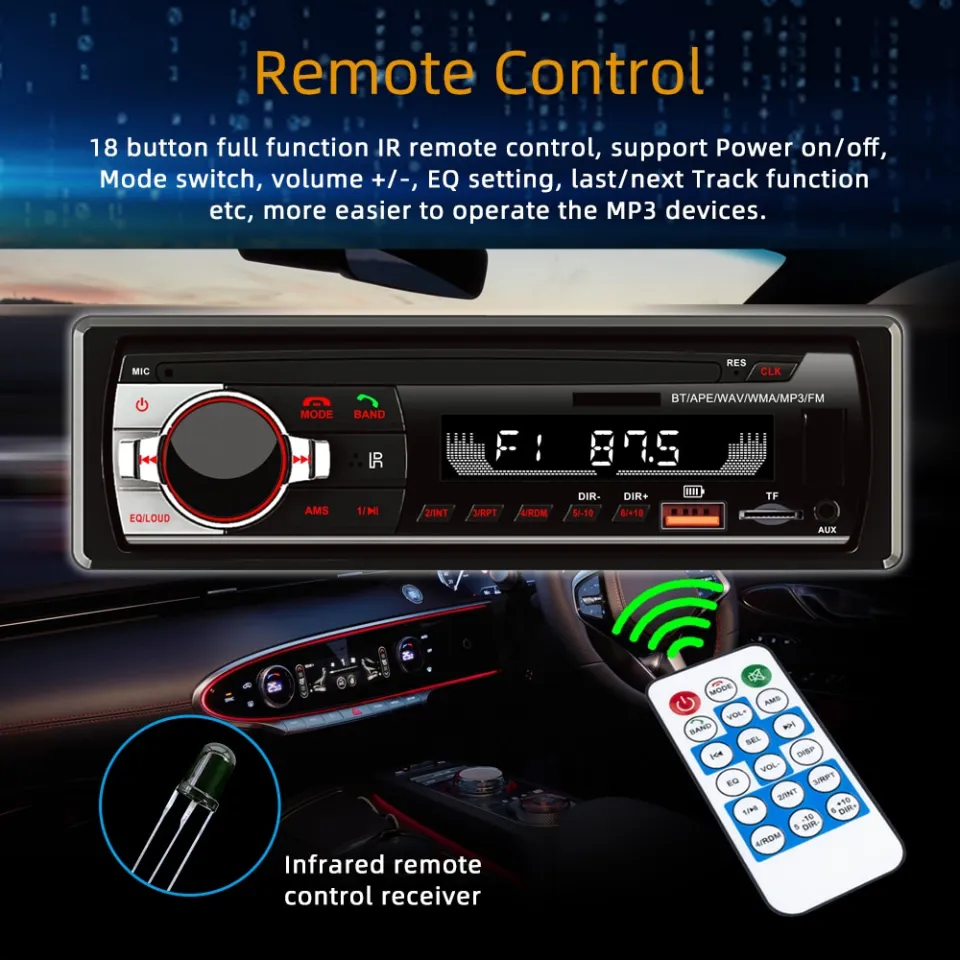 JSD-520 12V Bluetooth Car Stereo FM Radio MP3 Audio Player Phone Charger 2  USB/SD/AUX Auto Electronics Subwoofer 1 Din Auto radio