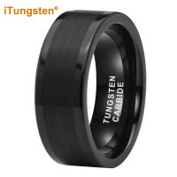 iTungsten 6mm 8mm 10mm Black Tungsten Finger Ring for Men Women Couple Engagement Wedding Band Flat Matte Polished Comfort Fit