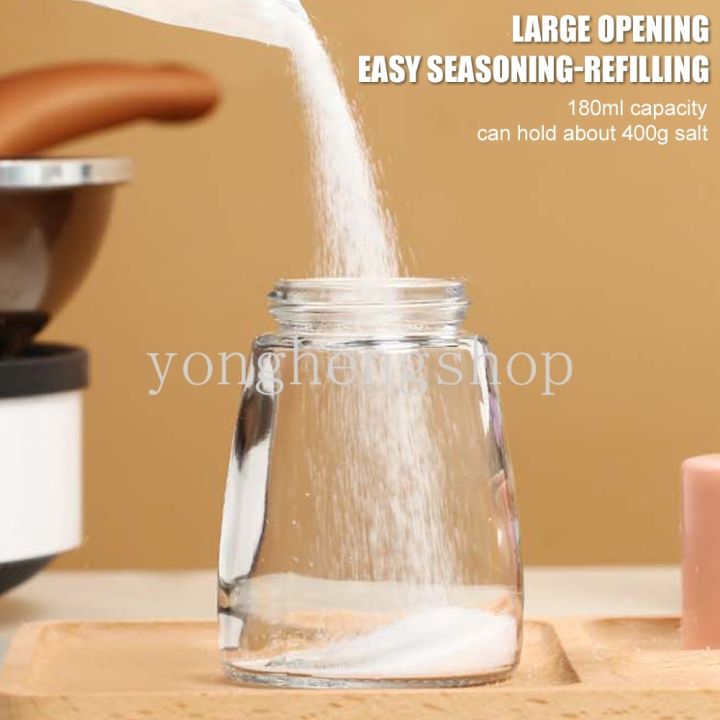 creative-salt-control-glass-bottle-press-type-quantitative-pepper-powder-salt-shaker-seasoning-jar-container-metering-salt-dispenser