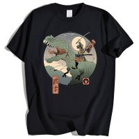 Dinosaur Samurai Print Tshirts Japanese Cotton T Shirt Tees Gildan Spot 100% Cotton
