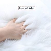 ☀Super Soft Faux Fur Sheepskin Rug Shaggy Silky Plush Car White