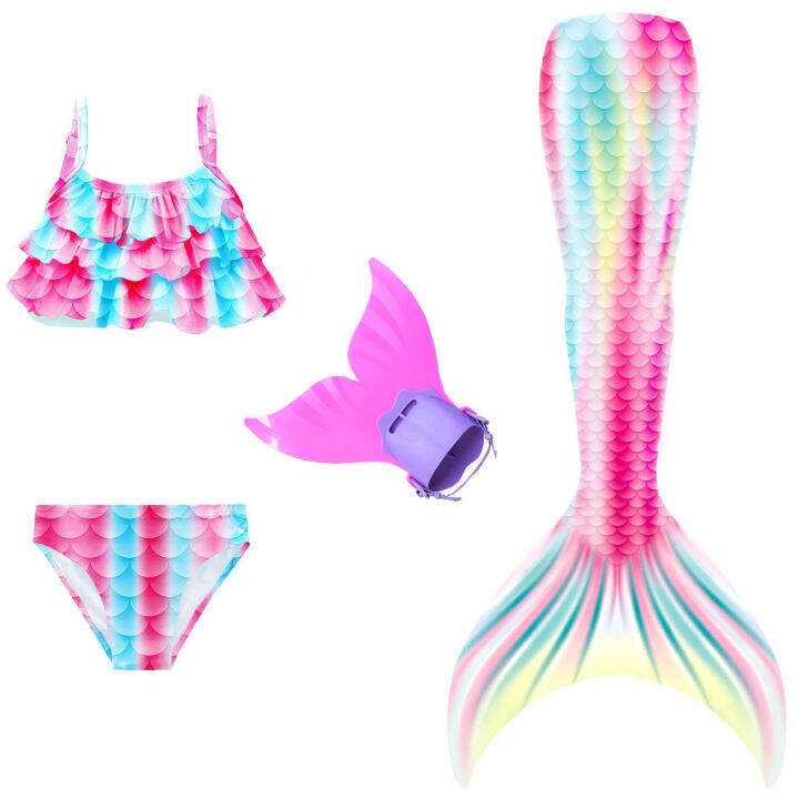 Mermaid swimming rainbow Bikini swimsuit Children's and girls' swimming ...