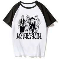 Maneskin เสื้อยืดผู้หญิงมังงะกราฟิกฮาราจูกุเสื้อยืดสาวตลกเสื้อสไตล์อานิเมะ