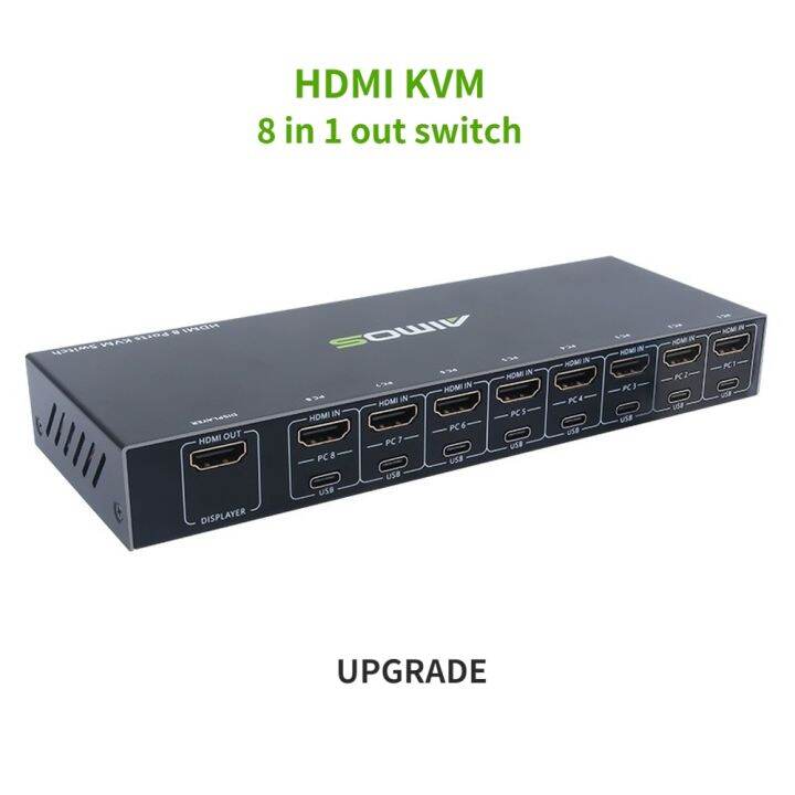 8 Ports HDMI KVM Switcher 8 IN 1 Out HDMI USB Switch Splitter For