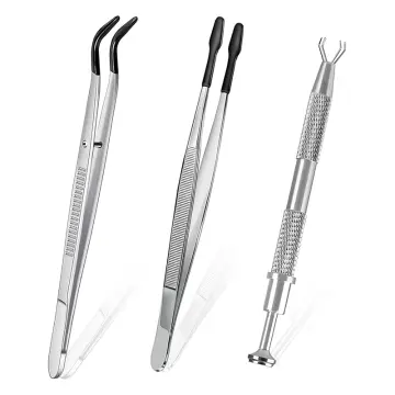 Rubber Tip Tweezers Set for Craft Laboratory Industrial Hobby Tweezers  Pliers