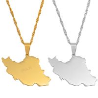 【CC】 Anniyo (4.1CM) Iran Map Pendant Necklace JewelrySilver Color/Gold Color Iranian Necklaces  047221