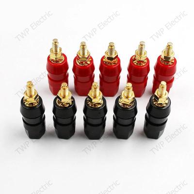 1 คู่ ไบดิ้งโพส (Binding post),บานานาปลั๊กตัวเมีย เดี่ยว แดง-ดำ แบบยึดติดแท่น ขั้วต่อเทอร์มินัลใช้เชื่อมต่อกับเครื่องขยายเสียงและลำโพง 1 pair (black+red) Terminals Connector Amplifier Terminal Binding Post Banana Speaker Plug Jack Adapter Socket
