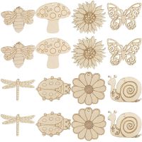 80 Pcs Hollow Wood Insect Cutouts Blank Labels Graffiti Chips Trim Unfinished Plants Wooden DIY Kids Hand-painted Craft Toys