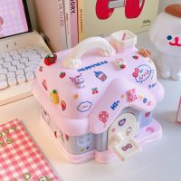 Sanrio Piggy Bank Kuromi Anime Cartoon Cute Square Money Boxes Bank with Lock Key Safe Deposit Mini Girls Birthday Gift