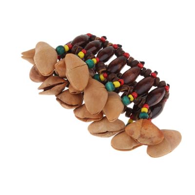‘【；】 N Tribal Style Nuts Handbell Drum Hand Chain Bracelet Nut Shell Percussion Instrument Bells Musical Accessories Kids Toys