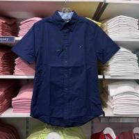 Original Tommy Tommy summer new business casual short-sleeved shirt loose solid color mens cotton shirt large size male