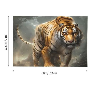พรมผนังเสือป่าแขวนผนัง King Tiger เครื่องตกแต่งฝาผนังศิลปะบนผนังพรมสัตว์ป่าสำหรับห้องนอนห้องรับประทานอาหารการตกแต่งบ้าน