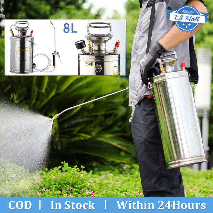 Hand Pump Sprayer 8L Stainless Steel Backpack Hand Pump Sprayer Garden ...