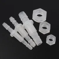 5pcs/lot 3~8mm M6~M10 PP Thread Hex Nut PP Straight Connectors Aquarium Fish Tank Adapter Air Pump Hose Fittings Pagoda Joints Valves