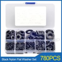 780PCS Black Nylon Flat Washer Set M2 M2.5 M3 M6 M8 M10 M12 Plastic Flat Washer Plane Spacer Insulation Seals Gasket Ring Kit Nails Screws  Fasteners