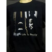 HGJ เสื้อยืดแขนสั้นเสื้อวงนำเข้า Korn Life Is Peachy Nu Metal Limp Bizkit Papa Roach P.O.D. Linkin Park Style Vintage T-Shir