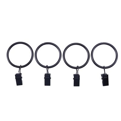 36 Pack Rings Curtain Clips Strong Metal Decorative Drapery window Curtain Ring with Clip Rustproof Vintage Interior Diameter Black