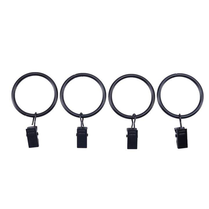 36-pack-rings-curtain-clips-strong-metal-decorative-drapery-window-curtain-ring-with-clip-rustproof-vintage-interior-diameter-black