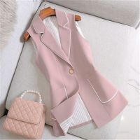 ™✜ 2021 Spring Autumn Women Vintage Long Blazer Vest Chic Single Button Sleeveless Suit Female Jacket Outwear Waistcoat Tops