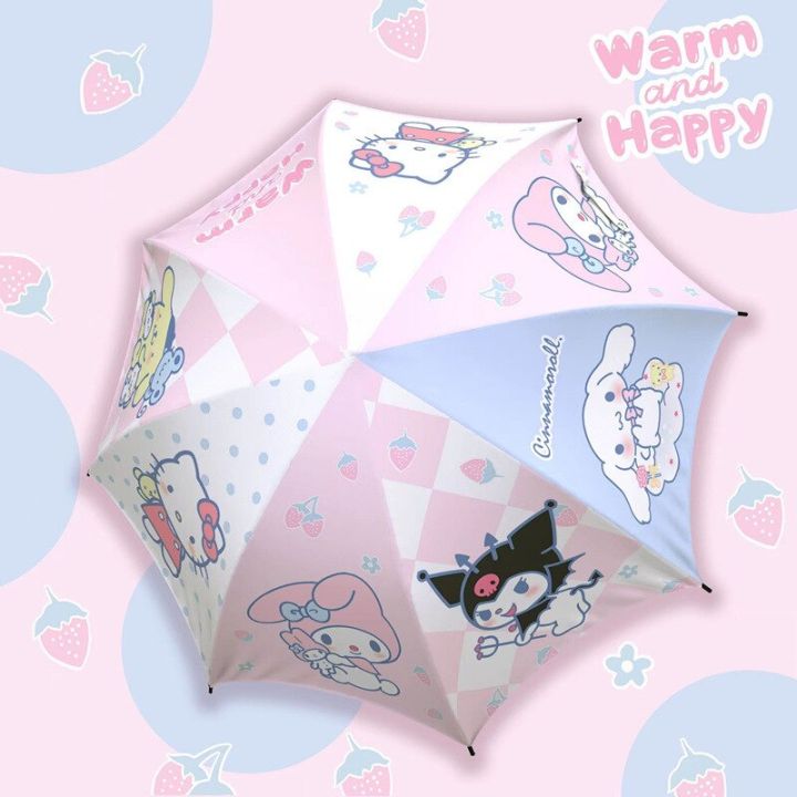 Sanrio Hello Kitty Parasol Automatic Kawaii Anime Kuromi My Melody Ins ...