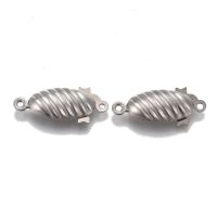 304 Stainless Steel Box Clasps Multi-Strand Clasps Oval Stainless Steel Color 21x8x5mm Hole 1.2mm