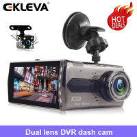 EKLEVA กล้องติดรถยนต์ DVR ยานยนต์เลนส์คู่กล้อง HD เต็มรูปแบบ1080P 4 IPS ด้านหน้า + ด้านหลังการมองเห็นได้ในเวลากลางคืนเครื่องบันทึกวีดีโอ G-Sensor มอนิเตอร์ที่จอดรถ