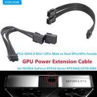 PCIe GEN5.0 Mini 12Pin Male to Dual 8Pin/6Pin Female GPU Power Extension Cable for NVIDIA GeForce RTX30 Series RTX3060/3070/3080 Cables