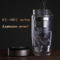 ONEISALL 350ML Double Water Bottle Car Mounted Scald Proof Glass Bottle Stainless Steel Filter Tea Tumbler male