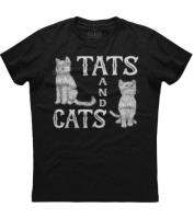 Unique Mens Lightweight Cotton Tees Tats And Cats Kitten &amp; Tattoo Lover Gift Funny Unisex T-Shirt