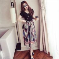 Korean Floral mini y Dress women Casual Dresses Version two-piece female Chiffon print Dress female Casual skirt