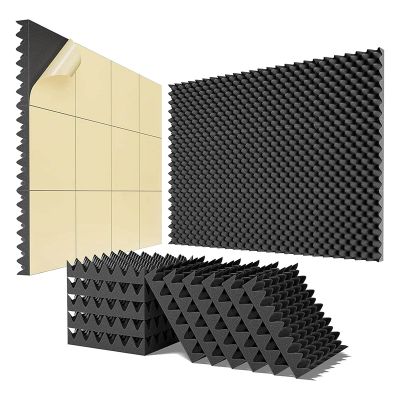 12 Piece Self-Adhesive Sound Proof Foam Panels 2x12x12Inch for Home &amp; Pro Studios