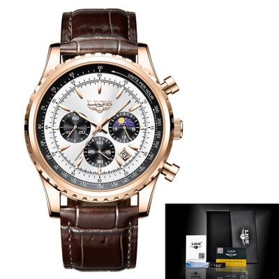 นาฬิกาข้อมือควอตซ์แนวสปอร์ตหรูหรานาฬิกาข้อมือสำหรับผู้ชาย2023 LIGE นาฬิกาโครโนกราฟสำหรับผู้ชายแฟชั่นปฏิทินอัตโนมัติ Relogio Masculino