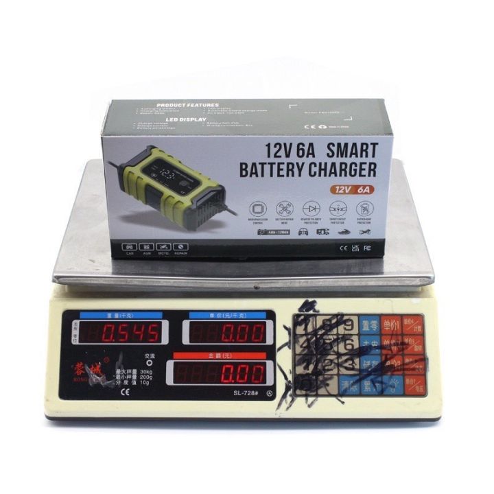 รุ่นใหม่-เครื่องชาร์จแบตเตอรี่อัจฉริยะ-foxsur-ชาร์จแบตเตอรี่-12v-6a-เครื่องซ่อมแบตเตอรี่รถยนต์-รถมอเตอร์ไซค์-แบตแห้ง