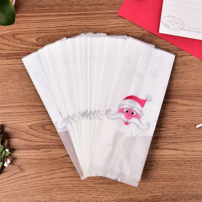 50pcs Christmas Biscuit Packaging Bags Cute Snowman Cookies Snack Gift Bag Baking Bags