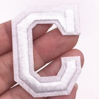 Ready Stock 1PCS White Letter Patch Iron on Applique Sewing Supplies Alphabet Icon Embroidery for DIY Kid Jeans Clothes Decor Badge Sticker