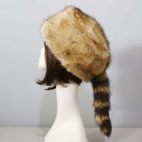 หมวกฤดูหนาว Faux Fur หางแรคคูนรัสเซียกลมแบนเครื่องป้องกันหูหนาฤดูใบไม้ร่วงฤดูหนาวผู้หญิงหมวกสำหรับ Camping,หมวกฤดูหนาวรัสเซีย