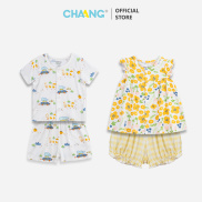 Bộ quần áo cộc cúc giữa Spring Chaang
