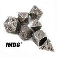 【✆】 IMDG 7ชิ้น/เซ็ตสร้างสรรค์เกม RPG ลูกเต๋า Polyhedron โลหะลูกเต๋า DND สีนิกเกิลที่แตกต่างกันลูกเต๋าเกมดิจิตอล