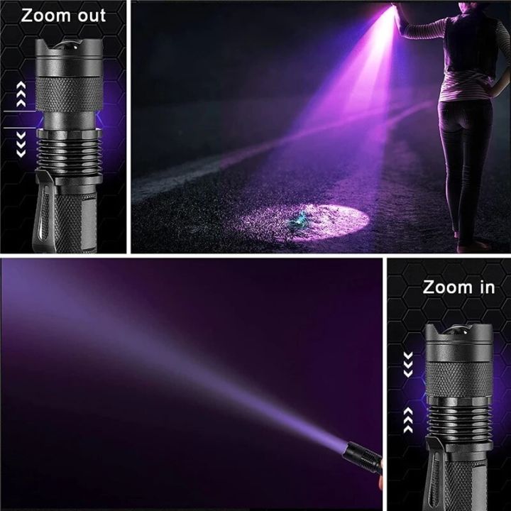 led-uv-flashlight-365-395nm-portable-mini-ultraviolet-torch-waterproof-zoomable-violet-light-pet-urine-scorpion-detector-uv-lamp-rechargeable-flashlig