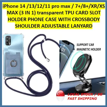 For iPhone 14 Pro Max 13 12 11 Plating TPU Crossbody Lanyard Magnetic Case  Cover