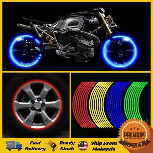 16pcs Strips Motorcycle Car Rim Stripe Wheel Decal Tape Sticker Lots